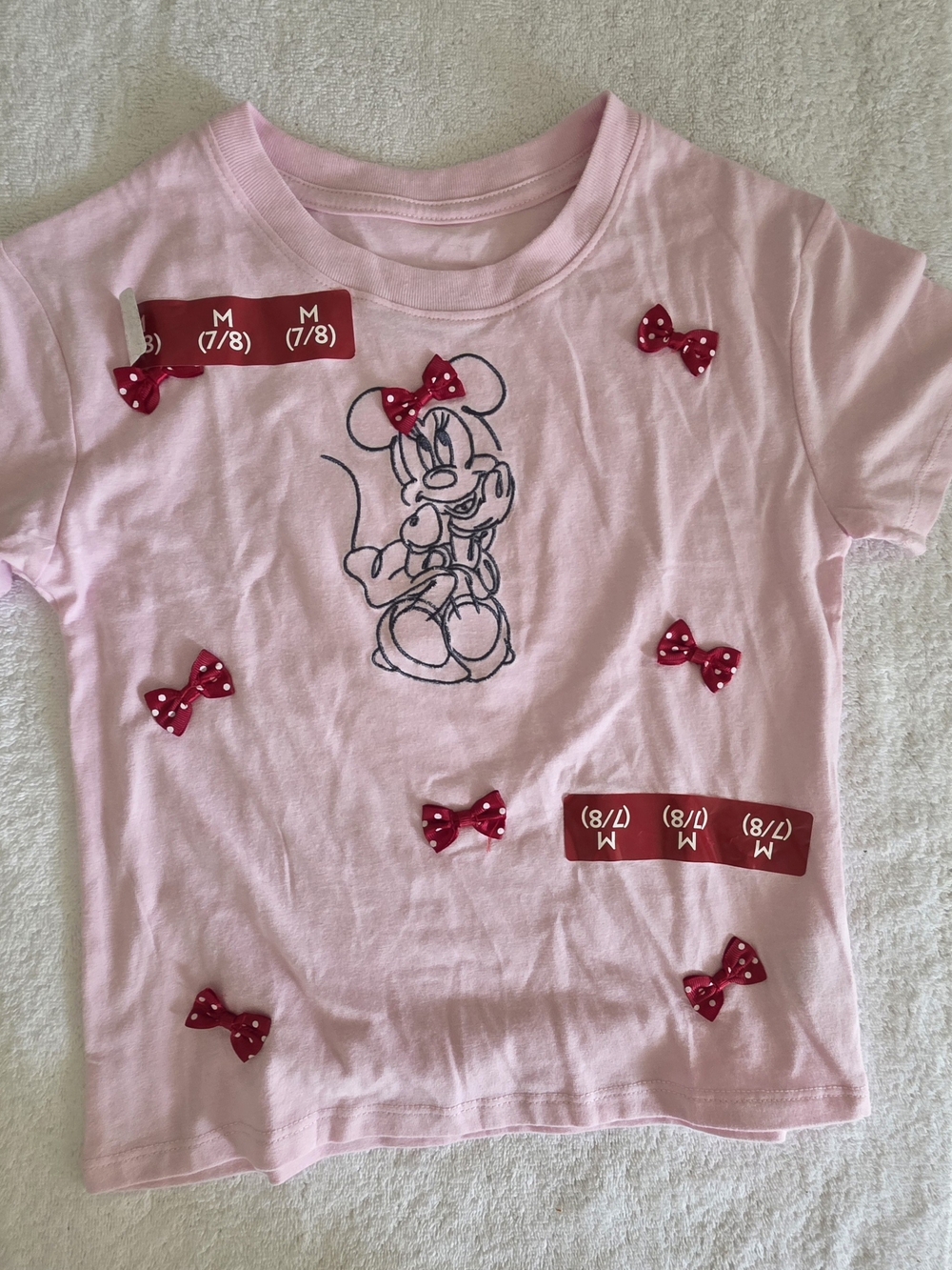Disney Pink Minnie Mouse Tee with Red Polka-Dot Bows